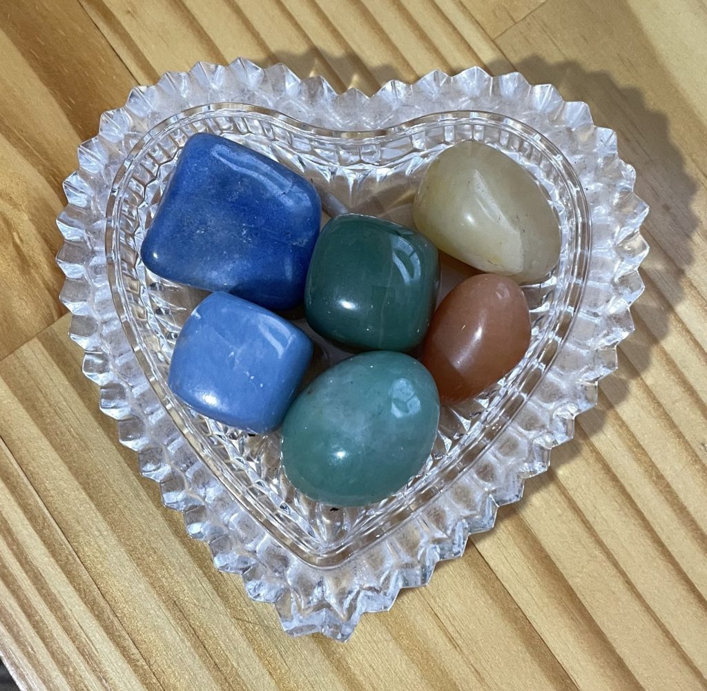 Blue, green, yellow, and orange aventurine